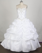 Simple Ball Gown Sweetheart Floor-length White Quincenera Dresses TD260062