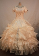 Unique Ball Gown V-neck Floor-length Quinceanera Dresses Appliques Style FA-Z-0260