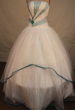 Wonderful ball gown strapless floor-length organza white beading quinceanera dresses FA-X-083