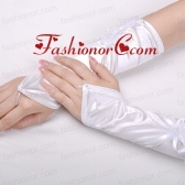Attractive Satin Fingerless Elbow Length Bridal Gloves With Hand Made Flower ACCGL09FOR