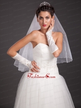 Elegant Satin Fingerless Elbow Length Appliques Bridal Gloves JDZH0109FOR