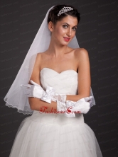 Pretty Bowknot Fingertips Satin Wrist Length Bridal Gloves JDZH0117FOR