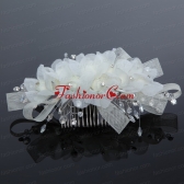 2014 Simple White Tulle Imitation Pearls Hair Combs ACCHP045FOR