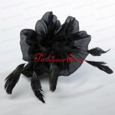 Affrodable Black Organza Fascinators with Feather ACCHP077FOR