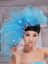 Aqua Blue Flowers Decorate Tulle Fascinators For Party XTH082FOR