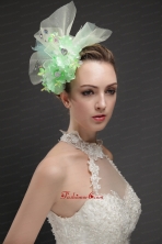 Beautiful Green Tulle Fascinators With Beading And Hand Made Flowers UNION29T028FOR