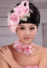 Beautiful Pink Taffeta and Tulle Pearl Fascinators For Party XTH095FOR