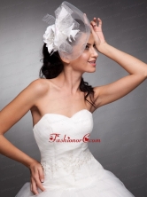 Beautiful Taffeta and Net Pearls Net Yarn Bridal Fascinators JDZH07FOR