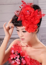 Best Red and Tulle For Headpieces With Beading XTH021FOR