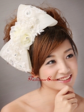 Big Bowknot With Lace and Hand Made Flowers For Brides TH073FOR