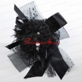 Black Rhinestone Feather Hair Ornament for Imitation Pearls ACCHP099FOR