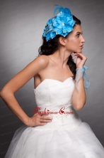 Blue Taffeta Beaded Hand Made Flowers Headpieces JDZH026FOR
