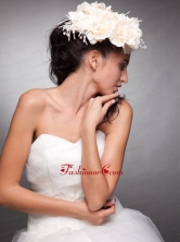 Champagne Beaded Taffeta Hand Made Flowers Headpieces JDZH015FOR