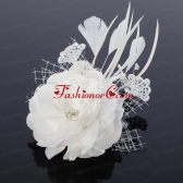 Cheap White Feather and Tulle Fascinators with Pearl ACCHP007FOR