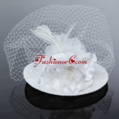 Cheap White Rhinestone Feather Imitation Pearls Hat Hair Ornament ACCHP062FOR