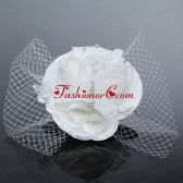Cheap White Rhinestone Feather Imitation Pearls Hat Hair Ornament ACCHP063FOR
