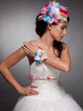 Colorful Organza Hand Made Flowers Headpieces and Wrist Corsage JDZH029FOR