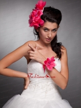Coral Red Taffeta Hand Made Flowers Headpieces and Wedding Wrist Corsage JDZH025FOR