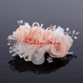 Cute Beading Tulle Peach Hair Flower for Outdoor ACCHP005FOR