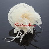 Cute Feather and Tulle Wedding White Hat Hairpin  ACCHP078FOR