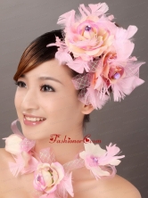 Cute Pink Feather Flower Fascinators TH009FOR