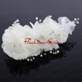 Cute Tulle Wedding Hair Flower with Imitation Pearls ACCHP022FOR