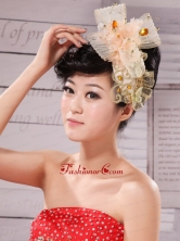 Dream Princess Sweet Pink Net Bride Headdress With Beading XTH029FOR