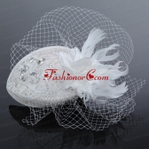 Elegant White 2014 Rhinestone Feather Hat Hair Ornament ACCHP060FOR