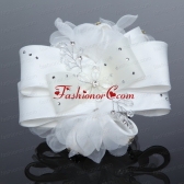 Exculsive White Lilac Satin Hair Flower with Beading ACCHP038FOR