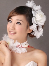 Fascinators White Organza Special Occasion and Outdoor Beading TH085FOR