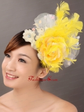 Feather Appliques Yellow Special Occasion Fascinators TH014FOR