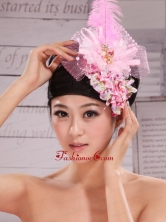 Headpices For Wedding Party With Imitation Pearls and Feather Decorate Tulle and Printing XTH078FOR