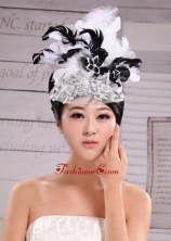 Headpieces Feather Net Yarn Fashion Hat Pearl With White and Black XTH046FOR