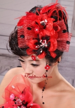 High Quality Little Hat Feather Tulle and Beading XTH022FOR