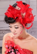 Hot Feather and Bow For Headpieces With Beading XTH020FOR