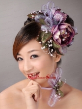 Imitation Pearls Flowers Decorate On Tulle Multi color Headpices TH061FOR