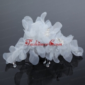 Imitation Pearls Organza Fascinators Pink Hair Flower ACCHP030FOR