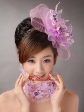 Lavender Headpices With Appliques Decorate On Tull For Prom TH059FOR