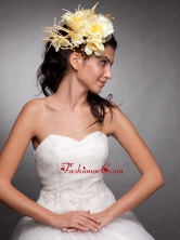 Light Yellow Hand Made Flowers Beaded Headpieces JDZH022FOR