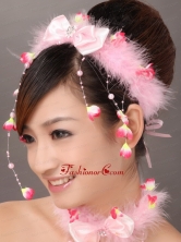 Lovely Pink Bowknot Feather Wedding Fascinators TH004FOR