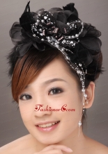 Modest Black Organza Beading Women s Fascinators TH029FOR