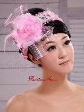 Palace Princess Korean Headdress Flower Net With Pearls and Feather XTH060FOR