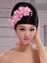 Pink Chiffon Flowers With Pearls For Party XTH068FOR