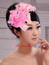 Pink Satin Ribbon Flowers With Beading For Wedding  XTH064FOR