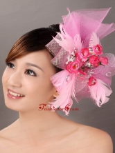 Pink Tulle Feather Gorgeous Special Occasion Fascinators  TH013FOR