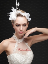 Pure White Flower Bridal Net With Feather Women s Fascinators UNION29T019FOR