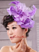 Purple Feathers Big Hat Wedding Headpieces XTH033FOR