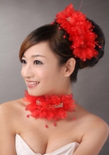 Red Chiffon Big Flowers With Beading For Wedding  TH055FOR