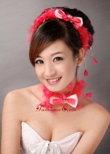 Red Feather and Bowknot Beading Hairband TH050FOR