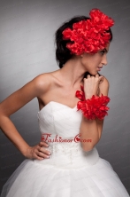 Red Taffeta Hand Made Flowers Headpieces and Wrist Corsage JDZH032FOR